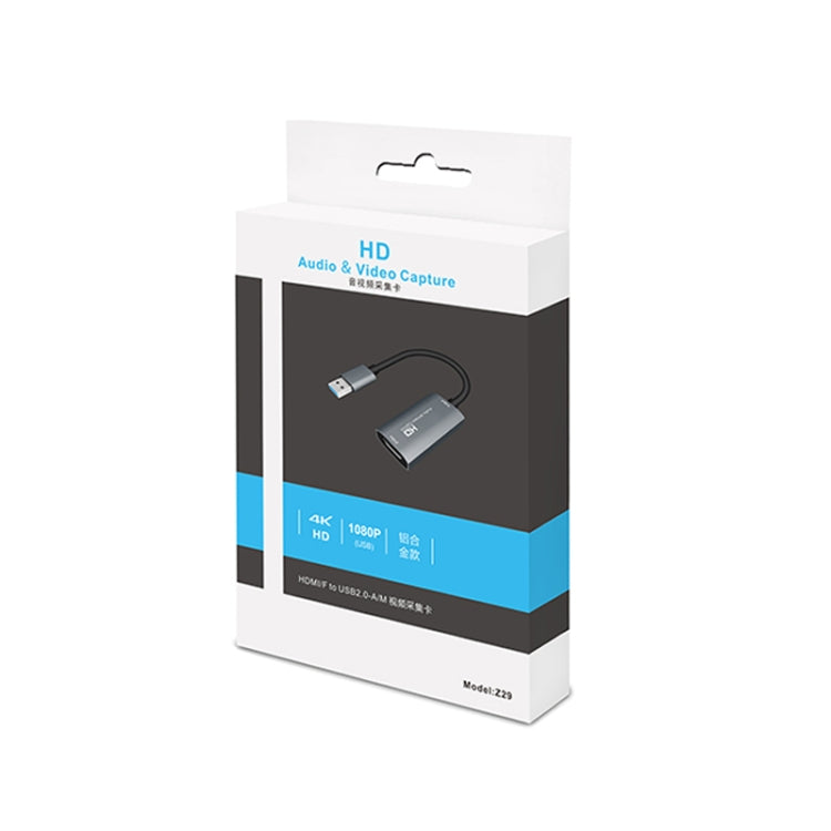 กล่องจับภาพวิดีโอและเสียง Z29 มือหญิง HDMI เป็น USB 2.0 ชาย + เสียง, Z29