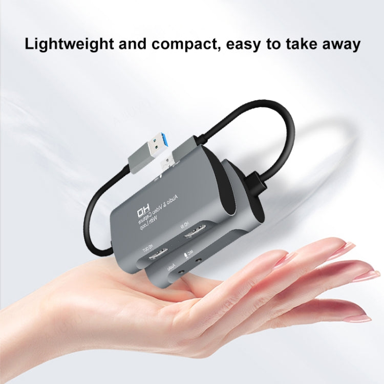 กล่องจับภาพวิดีโอและเสียง Z30 มือหญิง HDMI + ไมโครโฟน เป็น HDMI หญิง + เสียง + USB 2.0, Z30