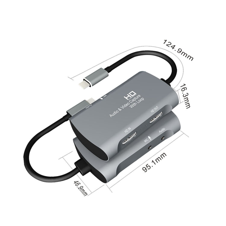 กล่องจับภาพวิดีโอและเสียง Z30A มือหญิง HDMI + ไมโครโฟน เป็น HDMI หญิง + เสียง + USB-C / Type-C, Z30A