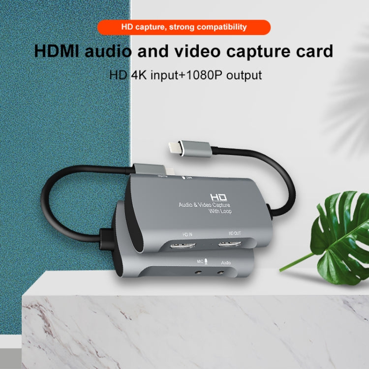กล่องจับภาพวิดีโอและเสียง Z30A มือหญิง HDMI + ไมโครโฟน เป็น HDMI หญิง + เสียง + USB-C / Type-C, Z30A