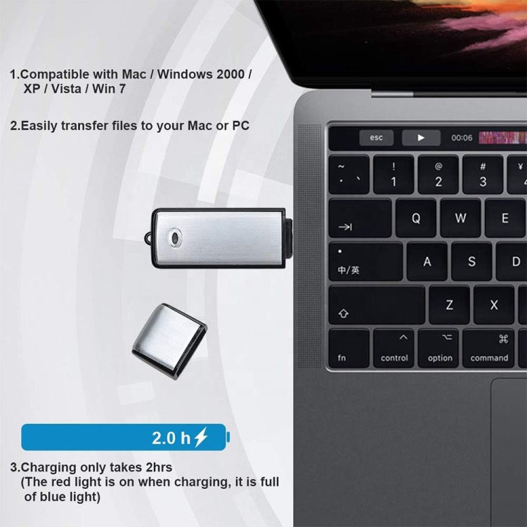 SK858 เครื่องบันทึกเสียงประชุมแบบพกพา USB ชาร์จได้ 16GB