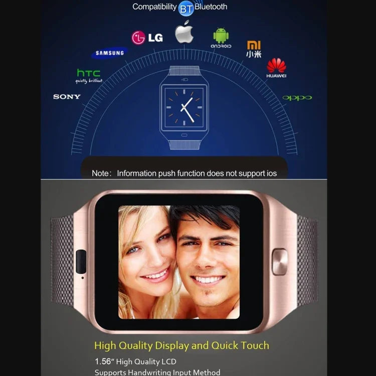 DZ09 สมาร์ทวอทช์โทรศัพท์หน้าจอ 1.56 นิ้ว บลูทูธ 3.0 ระบบ Android 4.1 ขึ้นไป รองรับการโทรบลูทูธ & แจ้งเตือนสายเรียกเข้า & ตรวจวัดการนอนหลับ & เครื่องนับก้าว & แจ้งเตือนนั่งนาน & ปฏิทิน & ข้อความ SMS & เครื่องเล่นเสียงและวิดีโอ & ฟังก์ชันป้องกันการสูญหาย