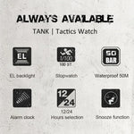 TANK North Edge นาฬิกาดิจิทัลอัจฉริยะสำหรับผู้ชายแฟชั่นมืออาชีพ กองทัพทหาร กลางแจ้ง กีฬา กันน้ำ สำหรับวิ่งและว่ายน้ำ TANK North Edge