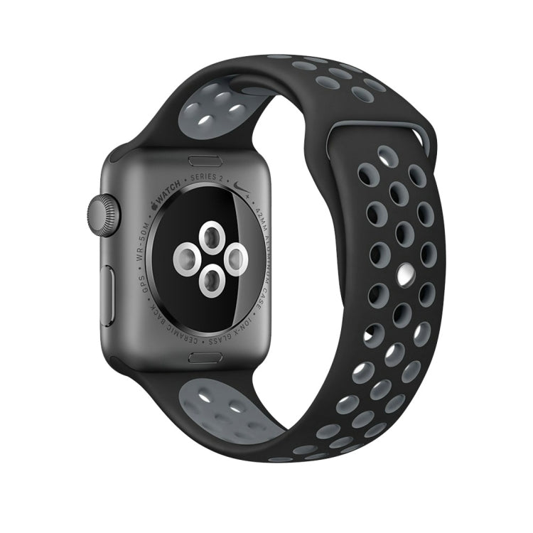 สำหรับสายซิลิโคนแฟชั่นคลาสสิก Apple Watch Series 10 42 มม. / 9&8&7 41 มม. / SE 3&SE 2&6&SE&5&4 40 มม. / 3&2&1 38 มม. (สีเทา-ขาว), WA1230A, WA1230B, WA1230BG, WA1230BH, WA1230BL, WA1230BM, WA1230BR, WA1230BY, WA1230C, WA1230D, WA1230DW
