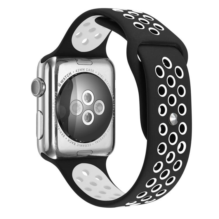สำหรับสายซิลิโคนแฟชั่นคลาสสิก Apple Watch Series 10 42 มม. / 9&8&7 41 มม. / SE 3&SE 2&6&SE&5&4 40 มม. / 3&2&1 38 มม. (สีเทา-ขาว), WA1230A, WA1230B, WA1230BG, WA1230BH, WA1230BL, WA1230BM, WA1230BR, WA1230BY, WA1230C, WA1230D, WA1230DW