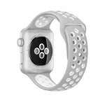 สำหรับสายซิลิโคนแฟชั่นคลาสสิก Apple Watch Series 10 42 มม. / 9&8&7 41 มม. / SE 3&SE 2&6&SE&5&4 40 มม. / 3&2&1 38 มม. (สีเทา-ขาว), WA1230A, WA1230B, WA1230BG, WA1230BH, WA1230BL, WA1230BM, WA1230BR, WA1230BY, WA1230C, WA1230D, WA1230DW