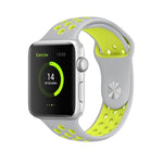 สำหรับสายซิลิโคนแฟชั่นคลาสสิก Apple Watch Series 10 42 มม. / 9&8&7 41 มม. / SE 3&SE 2&6&SE&5&4 40 มม. / 3&2&1 38 มม. (สีเทา-ขาว), WA1230A, WA1230B, WA1230BG, WA1230BH, WA1230BL, WA1230BM, WA1230BR, WA1230BY, WA1230C, WA1230D, WA1230DW