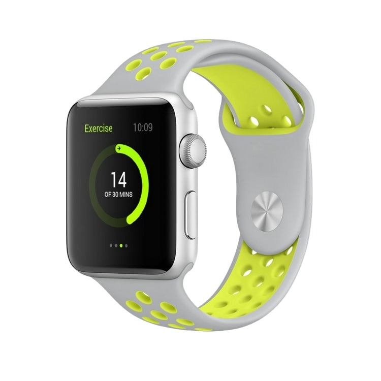 สำหรับสายซิลิโคนแฟชั่นคลาสสิก Apple Watch Series 10 42 มม. / 9&8&7 41 มม. / SE 3&SE 2&6&SE&5&4 40 มม. / 3&2&1 38 มม. (สีเทา-ขาว), WA1230A, WA1230B, WA1230BG, WA1230BH, WA1230BL, WA1230BM, WA1230BR, WA1230BY, WA1230C, WA1230D, WA1230DW