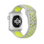 สำหรับสายซิลิโคนแฟชั่นคลาสสิก Apple Watch Series 10 42 มม. / 9&8&7 41 มม. / SE 3&SE 2&6&SE&5&4 40 มม. / 3&2&1 38 มม. (สีเทา-ขาว), WA1230A, WA1230B, WA1230BG, WA1230BH, WA1230BL, WA1230BM, WA1230BR, WA1230BY, WA1230C, WA1230D, WA1230DW