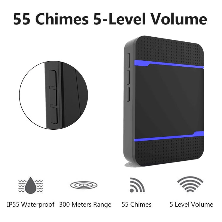 N15K-1T1-B กริ่งประตูไร้สาย IP55 กันน้ำ 110dB ประหยัดพลังงาน WiFi พร้อมไฟกลางคืน, เพลงให้เลือก 53 เพลง, ระยะรับสัญญาณ: 300ม., N15K-1T1-B สีขาว, N15K-1T1-B สีดำ