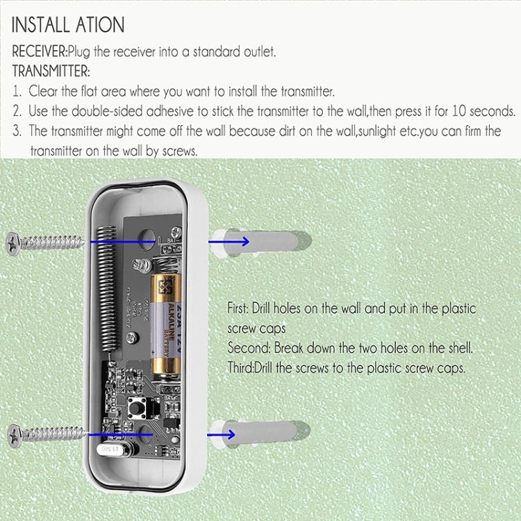 N15K-1T1-B กริ่งประตูไร้สาย IP55 กันน้ำ 110dB ประหยัดพลังงาน WiFi พร้อมไฟกลางคืน, เพลงให้เลือก 53 เพลง, ระยะรับสัญญาณ: 300ม., N15K-1T1-B สีขาว, N15K-1T1-B สีดำ