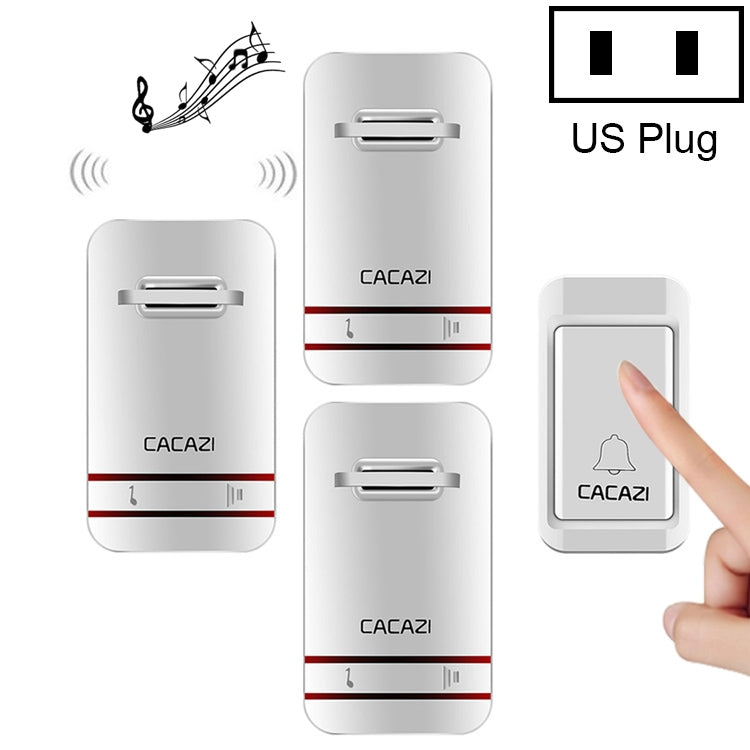 กริ่งประตูอิเล็กทรอนิกส์ไร้สายพลังงานตัวเอง CACAZI V027G ปุ่มเดียว 3 ตัวรับสัญญาณ ปลั๊กแบบอังกฤษ