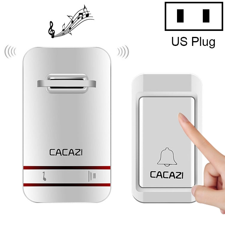 กริ่งประตูอิเล็กทรอนิกส์ไร้สายพลังงานตัวเอง CACAZI V027G ปุ่มเดียว 1 ตัวรับสัญญาณ ปลั๊กแบบอังกฤษ