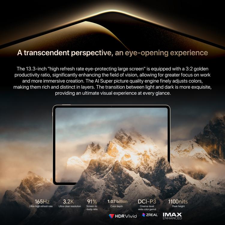 แท็บเล็ต Honor MagicPad3 Pro ขนาด 13.3 นิ้ว WiFi, 12GB+512GB MagicOS 10.0 Qualcomm Snapdragon 8 Lite Gen5 Octa Core, 12GB+512GB