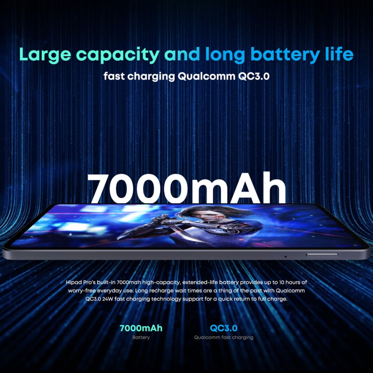 ไม่มีคีย์บอร์ด, Android 11, Qualcomm Snapdragon 662 Octa Core สูงสุด 2.0GHz, รองรับซิมคู่ & บลูทูธ & WiFi & การ์ด TF (ดำ+น้ำเงิน), HiPad Pro 8GB+128GB