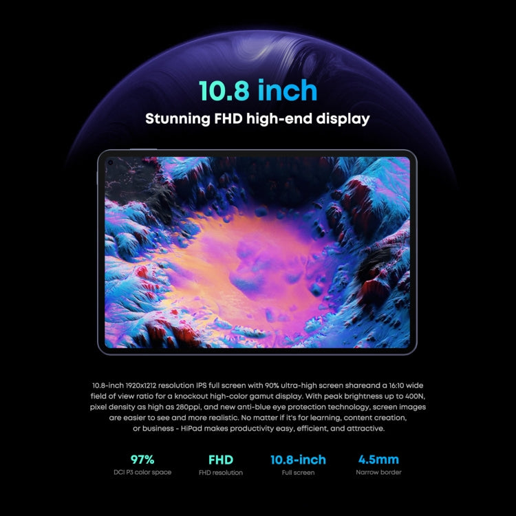 ไม่มีคีย์บอร์ด, Android 11, Qualcomm Snapdragon 662 Octa Core สูงสุด 2.0GHz, รองรับซิมคู่ & บลูทูธ & WiFi & การ์ด TF (ดำ+น้ำเงิน), HiPad Pro 8GB+128GB