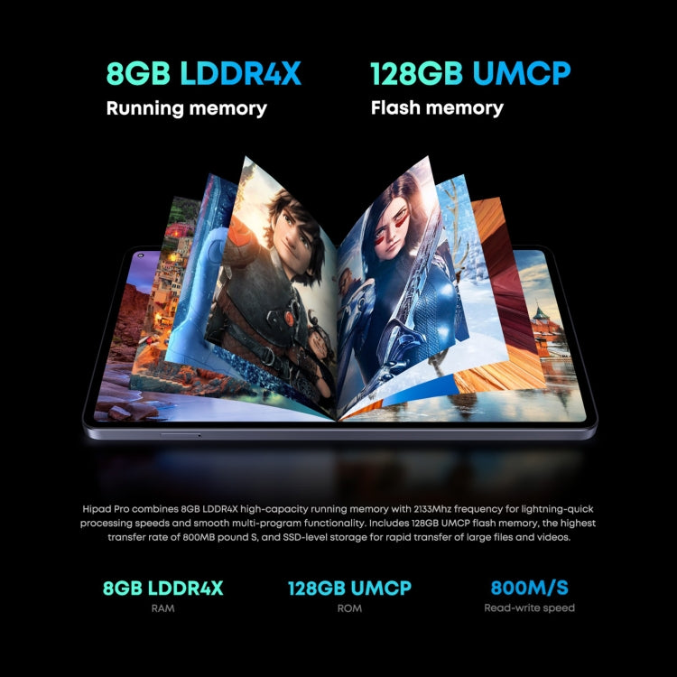 ไม่มีคีย์บอร์ด, Android 11, Qualcomm Snapdragon 662 Octa Core สูงสุด 2.0GHz, รองรับซิมคู่ & บลูทูธ & WiFi & การ์ด TF (ดำ+น้ำเงิน), HiPad Pro 8GB+128GB