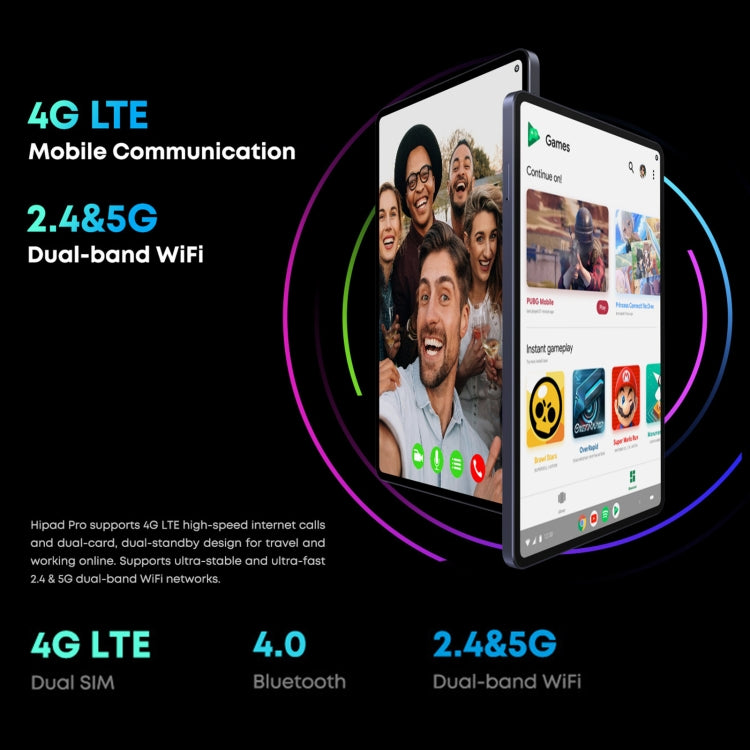 ไม่มีคีย์บอร์ด, Android 11, Qualcomm Snapdragon 662 Octa Core สูงสุด 2.0GHz, รองรับซิมคู่ & บลูทูธ & WiFi & การ์ด TF (ดำ+น้ำเงิน), HiPad Pro 8GB+128GB