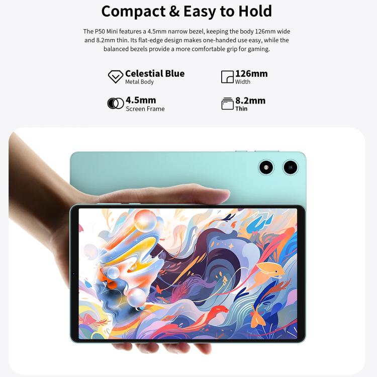 แท็บเล็ต Teclast P50 Mini WiFi, 4GB+128GB, 8.7 นิ้ว Android 15 Unisoc T606 Octa Core, P50 Mini