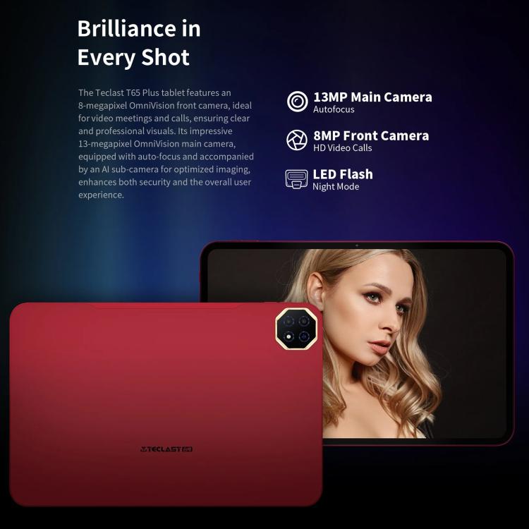 แท็บเล็ต Teclast T65 Plus 4G LTE, 8GB+256GB, 13.4 นิ้ว Android 15 MediaTek Helio G99 Octa Core, รองรับซิมคู่, T65 Plus