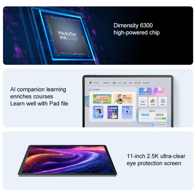 Lenovo Xiaoxin Pad แท็บเล็ต WiFi 11 นิ้ว, 8GB+256GB, Android 15, MediaTek Dimensity 6300 Octa Core, ปลั๊ก US, 8GB+256GB WiFi