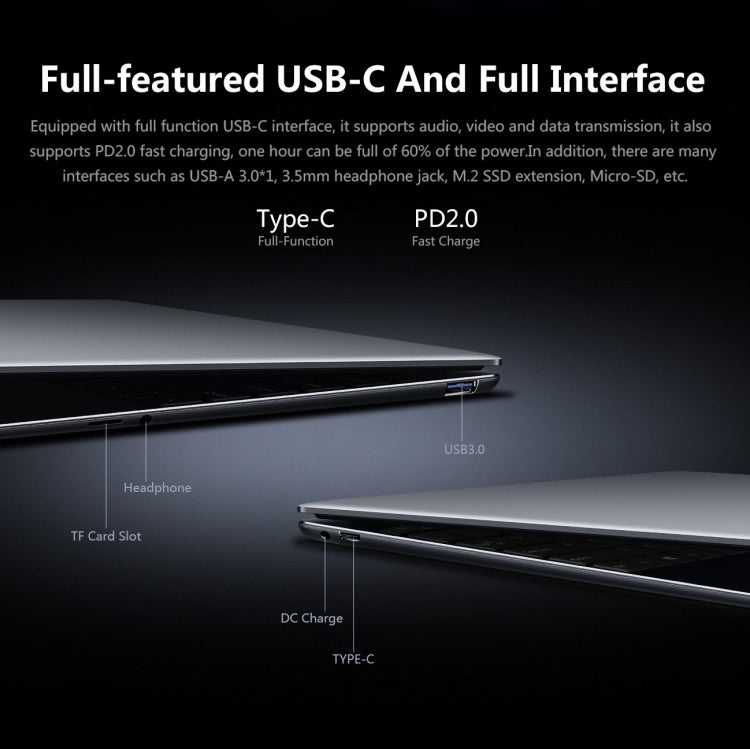 Windows 10 Home, Intel Core i5-8259U ควอดคอร์ 2.3GHz-3.8GHz, รองรับ WiFi สองย่านความถี่ / บลูทูธ / ขยายการ์ด TF (สีเทาเข้ม), i5-8259U 8GB+512GB