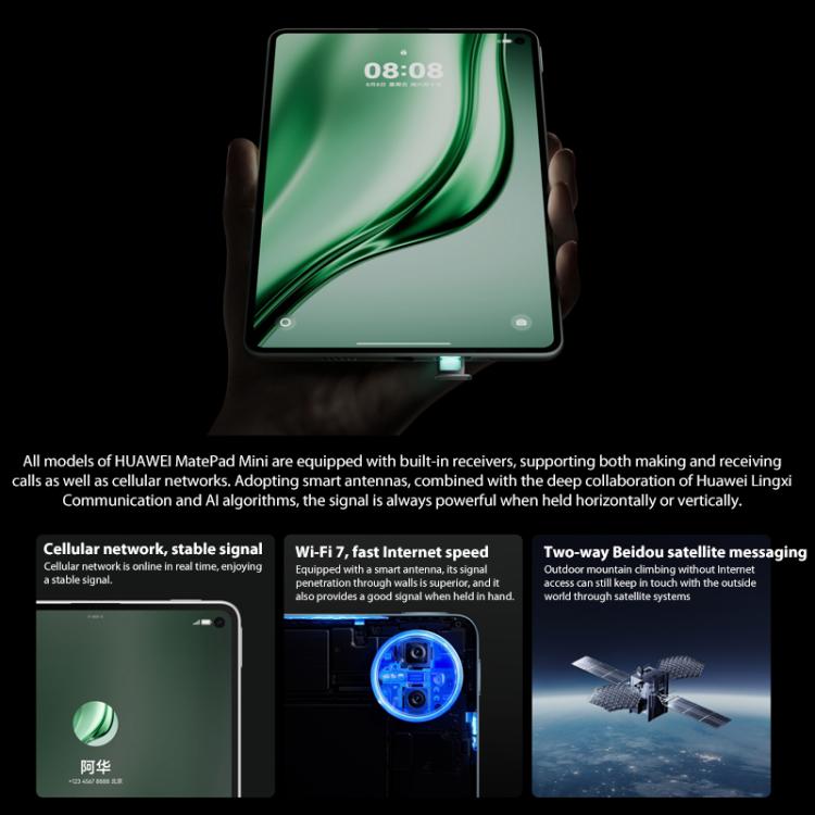 HUAWEI MatePad Mini 5G หน้าจอแสงนุ่ม 8 นิ้ว, 12GB+512GB, HarmonyOS 5.1 Hisilicon Kirin 9010, ไม่รองรับ Google Play, 12GB+512GB หน้าจอแสงนุ่ม