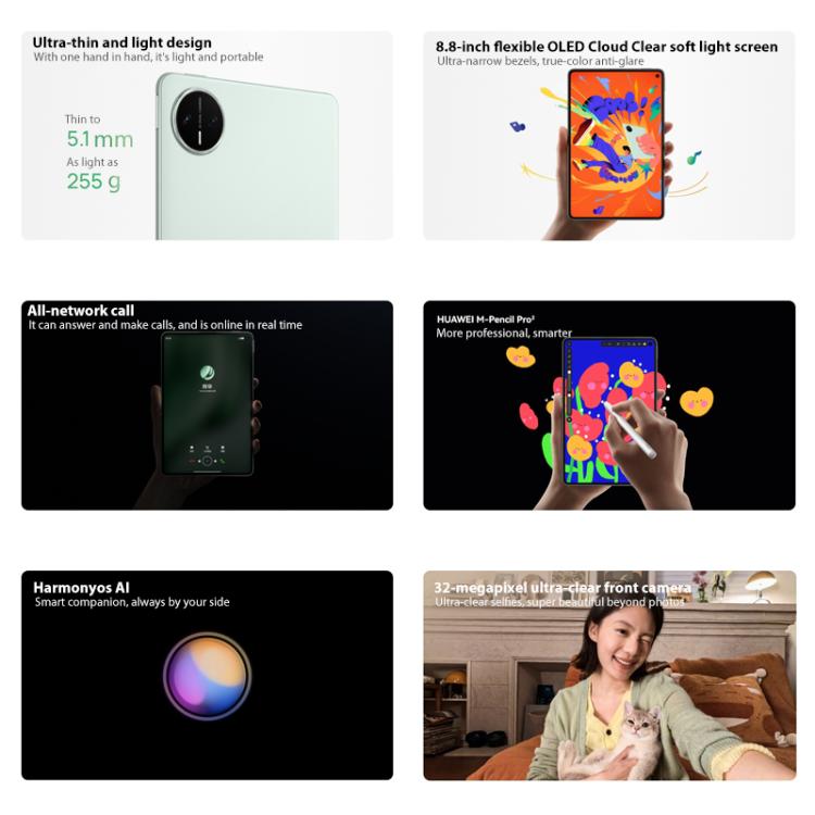 HUAWEI MatePad Mini 5G หน้าจอแสงนุ่ม 8 นิ้ว, 12GB+512GB, HarmonyOS 5.1 Hisilicon Kirin 9010, ไม่รองรับ Google Play, 12GB+512GB หน้าจอแสงนุ่ม
