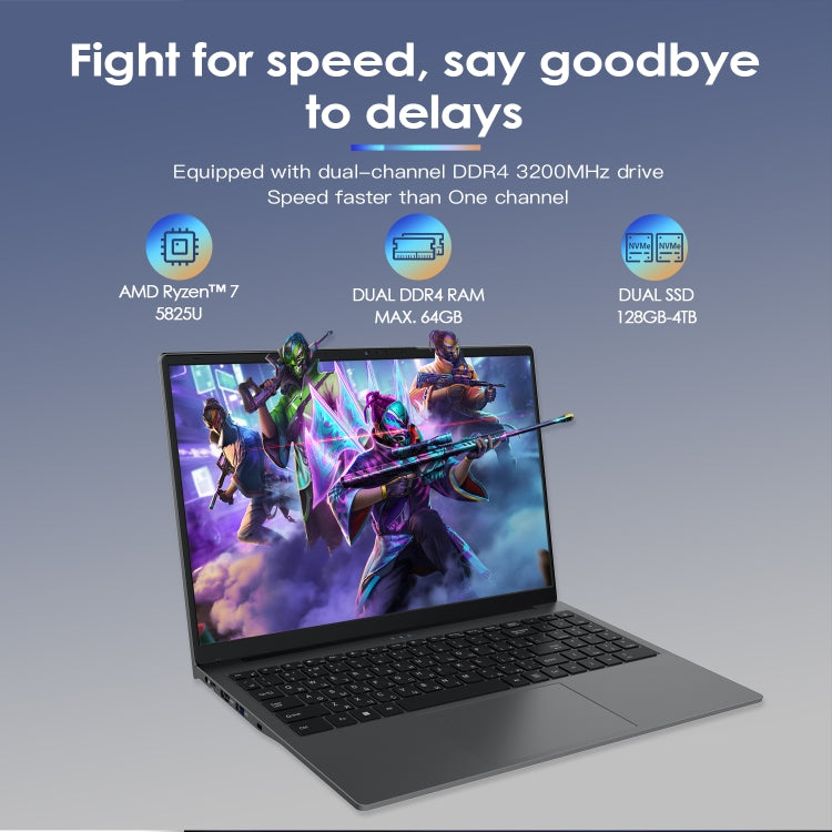 GXMO G156 แล็ปท็อป 15.6 นิ้ว, 16GB+512GB, Windows 11 AMD Ryzen 7 5825U Octa Core, รองรับสแกนลายนิ้วมือปลดล็อก, ปลั๊ก US, 32GB+1TB