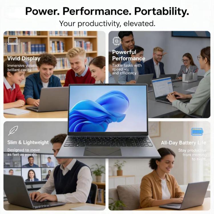 E157 15.6 inch Lightweight Laptop, 8GB+256GB, Windows 11 Intel Alder Lake N100 Quad Core, US Plug, Intel N100
