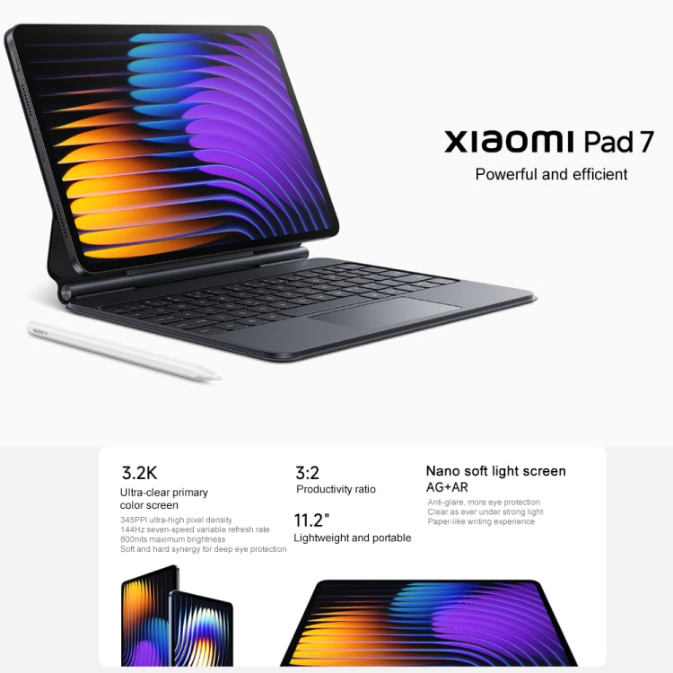 Xiaomi Pad 7 11.2 นิ้ว, 8GB+256GB, HyperOS 2 Qualcomm Snapdragon 7+ Gen3 Octa Core, 8GB+256GB