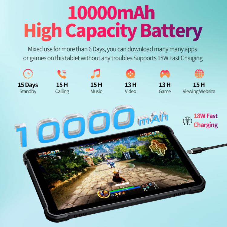 แท็บเล็ต PC กันน้ำกันกระแทก UNIWA UTAB R1040 IP67, 8GB+128GB, 10.1 นิ้ว Android 15 Mediatek MT8786 Octa Core, เครือข่าย: 4G, ปลั๊ก US, UTAB R1040