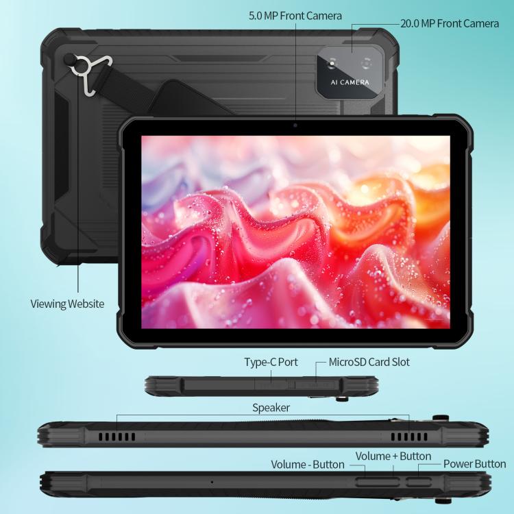 แท็บเล็ต PC กันน้ำกันกระแทก UNIWA UTAB R1040 IP67, 8GB+128GB, 10.1 นิ้ว Android 15 Mediatek MT8786 Octa Core, เครือข่าย: 4G, ปลั๊ก US, UTAB R1040