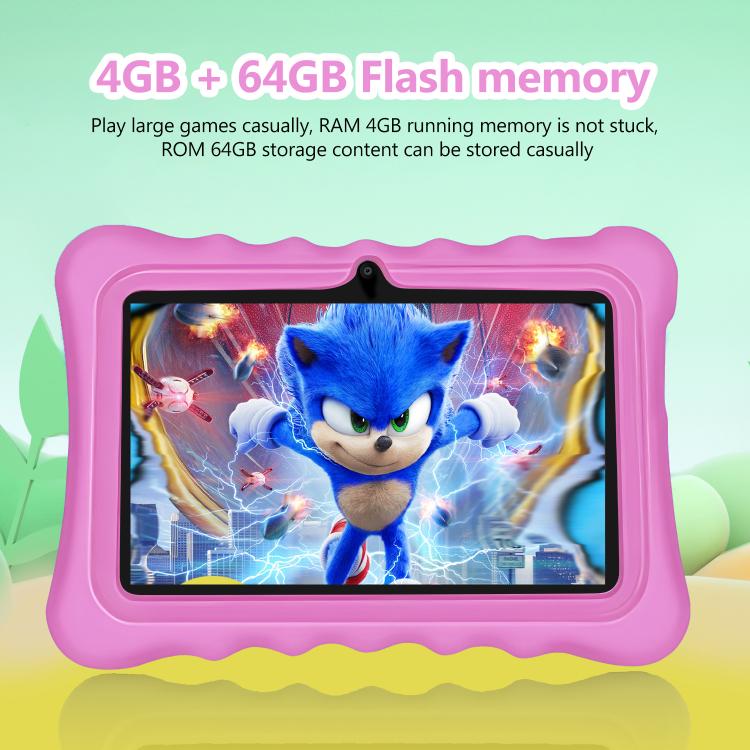 แท็บเล็ตพีซีสำหรับเด็ก BDF T7 ขนาด 7 นิ้ว WiFi พร้อมเคสซิลิโคน, 2GB+32GB, Android 8.1 MTK6735 Quad Core CPU, ปลั๊ก US, 4GB+64GB