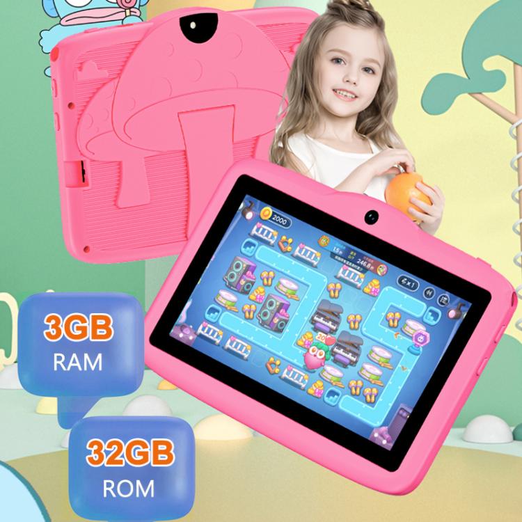 แท็บเล็ตพีซีสำหรับเด็ก BDF ขนาด 7 นิ้ว WiFi พร้อมเคสซิลิโคนลายเห็ด, 1GB+16GB, Android 8.1 MTK6735 Quad Core CPU, ปลั๊ก US, 3GB+32GB