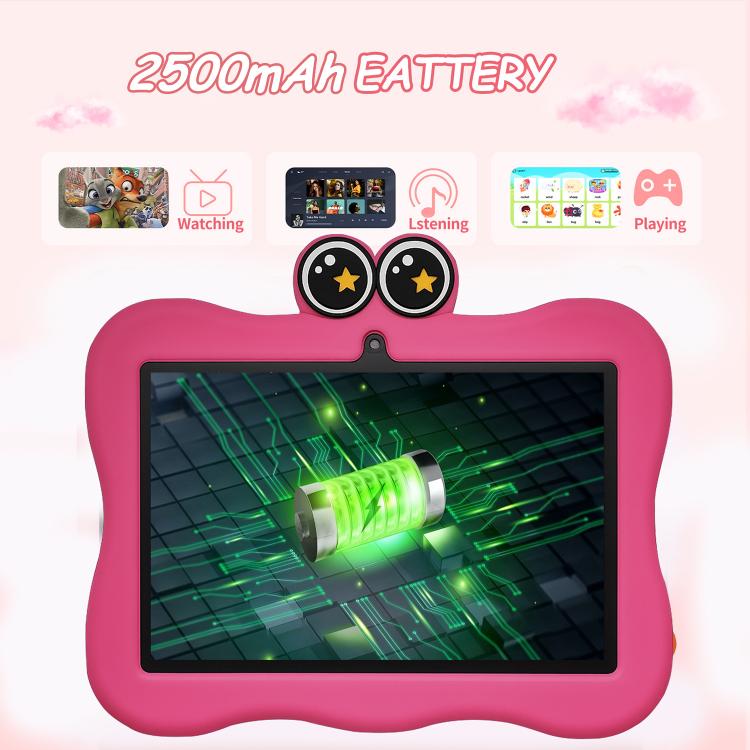 แท็บเล็ตสำหรับเด็ก BDF ขนาด 7 นิ้ว WiFi พร้อมเคสซิลิโคนรูปปู, 2GB+32GB, Android 8.1 MTK6735 Quad Core CPU, ปลั๊กสหรัฐอเมริกา, 4GB+64GB