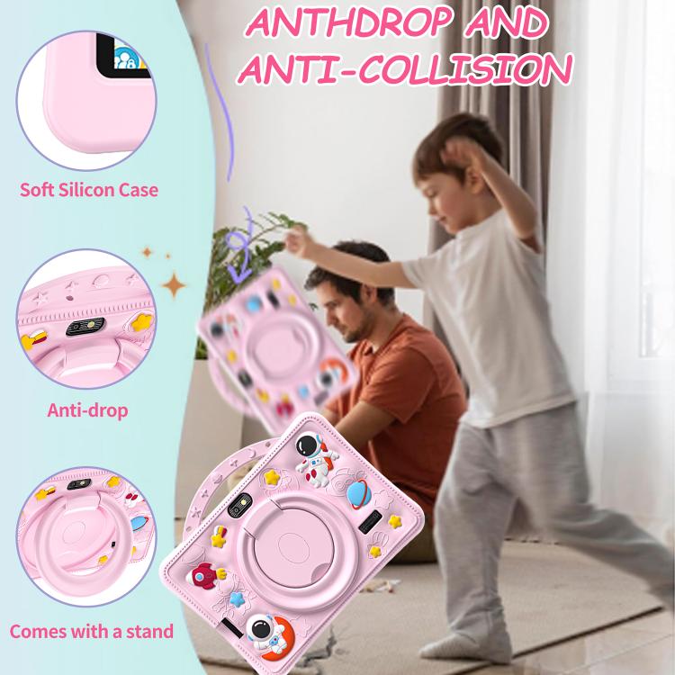 แท็บเล็ตสำหรับเด็ก BDF ขนาด 7 นิ้ว WiFi พร้อมเคสซิลิโคนรูปนักบินอวกาศแบบพกพา, 1GB+16GB, Android 8.1 MTK6735 Quad Core CPU, ปลั๊กสหรัฐอเมริกา, 3GB+32GB