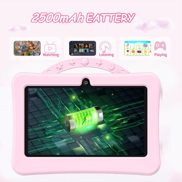 แท็บเล็ตสำหรับเด็ก BDF ขนาด 7 นิ้ว WiFi พร้อมเคสซิลิโคนรูปนักบินอวกาศแบบพกพา, 1GB+16GB, Android 8.1 MTK6735 Quad Core CPU, ปลั๊กสหรัฐอเมริกา, 3GB+32GB