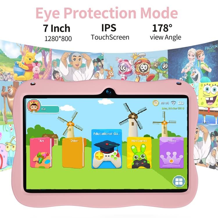 แท็บเล็ตสำหรับเด็ก BDF ขนาด 7 นิ้ว WiFi พร้อมเคสซิลิโคนรูปนักบินอวกาศ, 2GB+32GB, Android 8.1 MTK6735 Quad Core CPU, ปลั๊กสหรัฐอเมริกา, 4GB+64GB