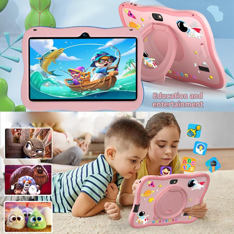 แท็บเล็ตสำหรับเด็ก BDF ขนาด 7 นิ้ว WiFi พร้อมเคสซิลิโคนรูปนักบินอวกาศ, 2GB+32GB, Android 8.1 MTK6735 Quad Core CPU, ปลั๊กสหรัฐอเมริกา, 4GB+64GB