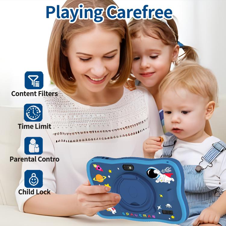 แท็บเล็ตสำหรับเด็ก BDF ขนาด 7 นิ้ว WiFi พร้อมเคสซิลิโคนรูปนักบินอวกาศ, 2GB+32GB, Android 8.1 MTK6735 Quad Core CPU, ปลั๊กสหรัฐอเมริกา, 4GB+64GB