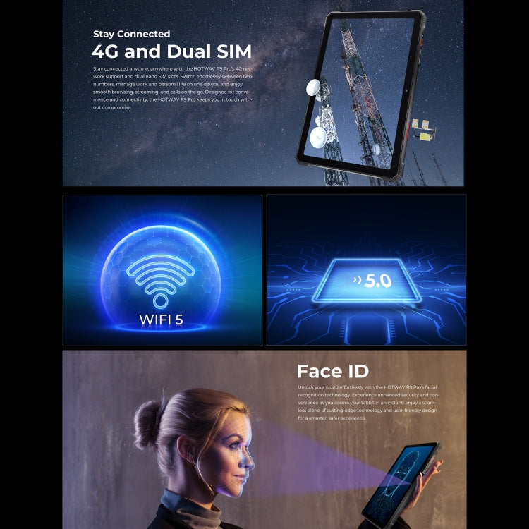 แท็บเล็ตกันกระแทก HOTWAV Tab R9 Pro IP68/IP69K, 6GB+256GB, 11 นิ้ว Android 14 Unisoc T606 Octa Core 4G Network, เวอร์ชันทั่วโลกพร้อม Google Play, ปลั๊ก EU, Tab R9 Pro
