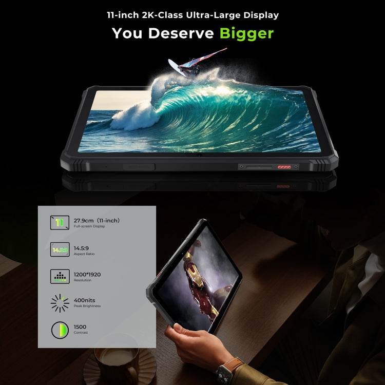 แท็บเล็ตกันกระแทก HOTWAV Tab R9 Pro IP68/IP69K, 6GB+256GB, 11 นิ้ว Android 14 Unisoc T606 Octa Core 4G Network, เวอร์ชันทั่วโลกพร้อม Google Play, ปลั๊ก EU, Tab R9 Pro