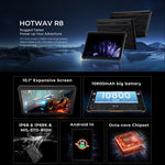 HOTWAV Tab R8 แท็บเล็ตกันน้ำกันฝุ่น IP68/IP69K, 4GB+128GB, 10.1 นิ้ว Android 14 Unisoc T606 Octa Core เครือข่าย 4G, รุ่นทั่วโลกพร้อม Google Play, ปลั๊ก EU, Tab R8