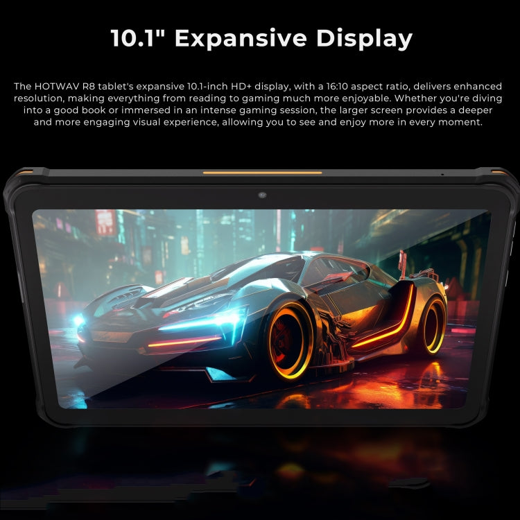 HOTWAV Tab R8 แท็บเล็ตกันน้ำกันฝุ่น IP68/IP69K, 4GB+128GB, 10.1 นิ้ว Android 14 Unisoc T606 Octa Core เครือข่าย 4G, รุ่นทั่วโลกพร้อม Google Play, ปลั๊ก EU, Tab R8