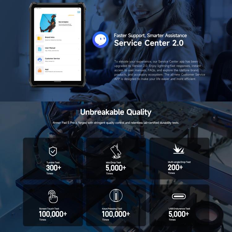 แท็บเล็ตกันกระแทก Ulefone Armor Pad 5 Pro, 12GB+512GB, 11 นิ้ว Android 15 MediaTek Dimensity 7400X Octa Core 5G, ปลั๊ก EU, Armor Pad 5 Pro