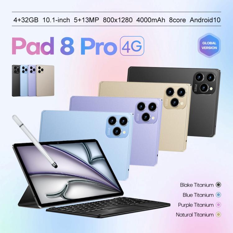ชุดแท็บเล็ต Pad 8 Pro ขนาด 10.1 นิ้ว 4G LTE, 4GB+32GB, Android 10 MT6755 Octa Core พร้อมคีย์บอร์ด / เมาส์ / เคสหนัง ปลั๊ก US ปลั๊ก US