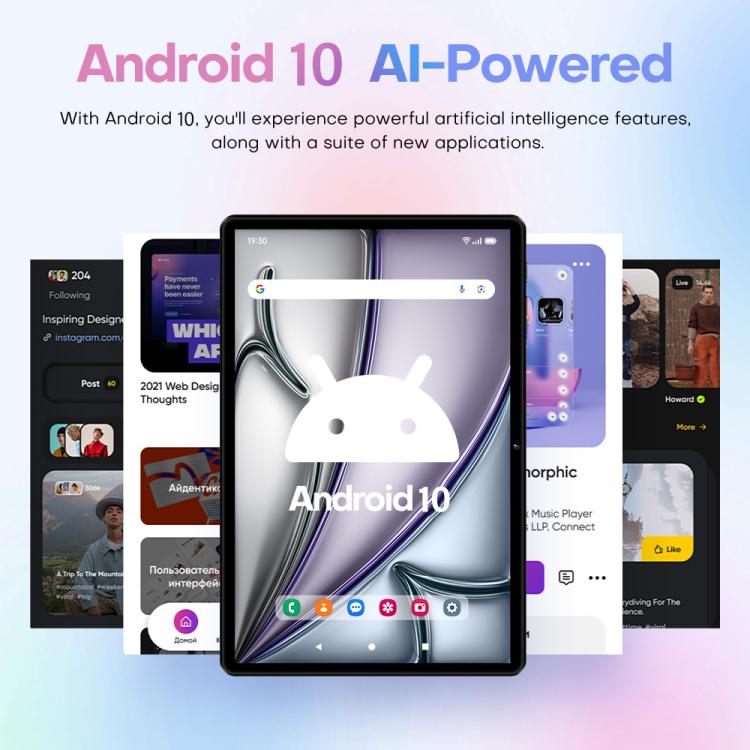 ชุดแท็บเล็ต Pad 8 Pro ขนาด 10.1 นิ้ว 4G LTE, 4GB+32GB, Android 10 MT6755 Octa Core พร้อมคีย์บอร์ด / เมาส์ / เคสหนัง ปลั๊ก EU ปลั๊ก EU