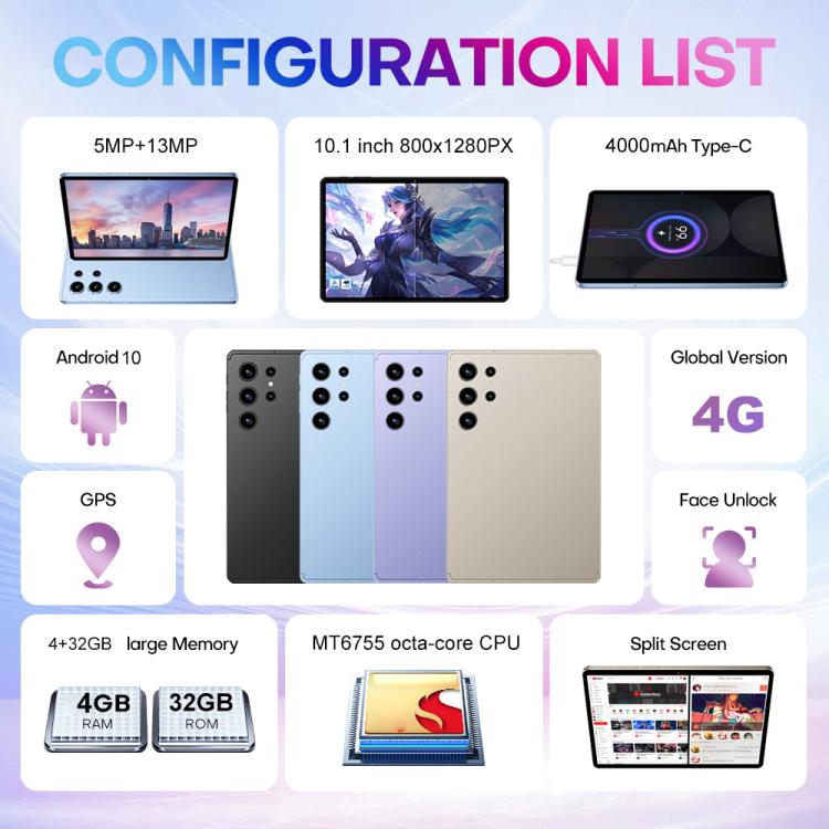 ชุดแท็บเล็ต Pad 9 Pro ขนาด 10.1 นิ้ว 4G LTE, 4GB+32GB, Android 10 MT6755 Octa Core พร้อมคีย์บอร์ด / เมาส์ / เคสหนัง ปลั๊ก US ปลั๊ก US