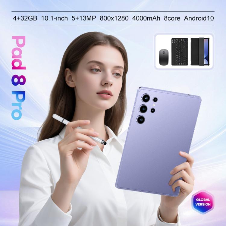 ชุดแท็บเล็ต Pad 9 Pro ขนาด 10.1 นิ้ว 4G LTE, 4GB+32GB, Android 10 MT6755 Octa Core พร้อมคีย์บอร์ด / เมาส์ / เคสหนัง ปลั๊ก EU ปลั๊ก EU